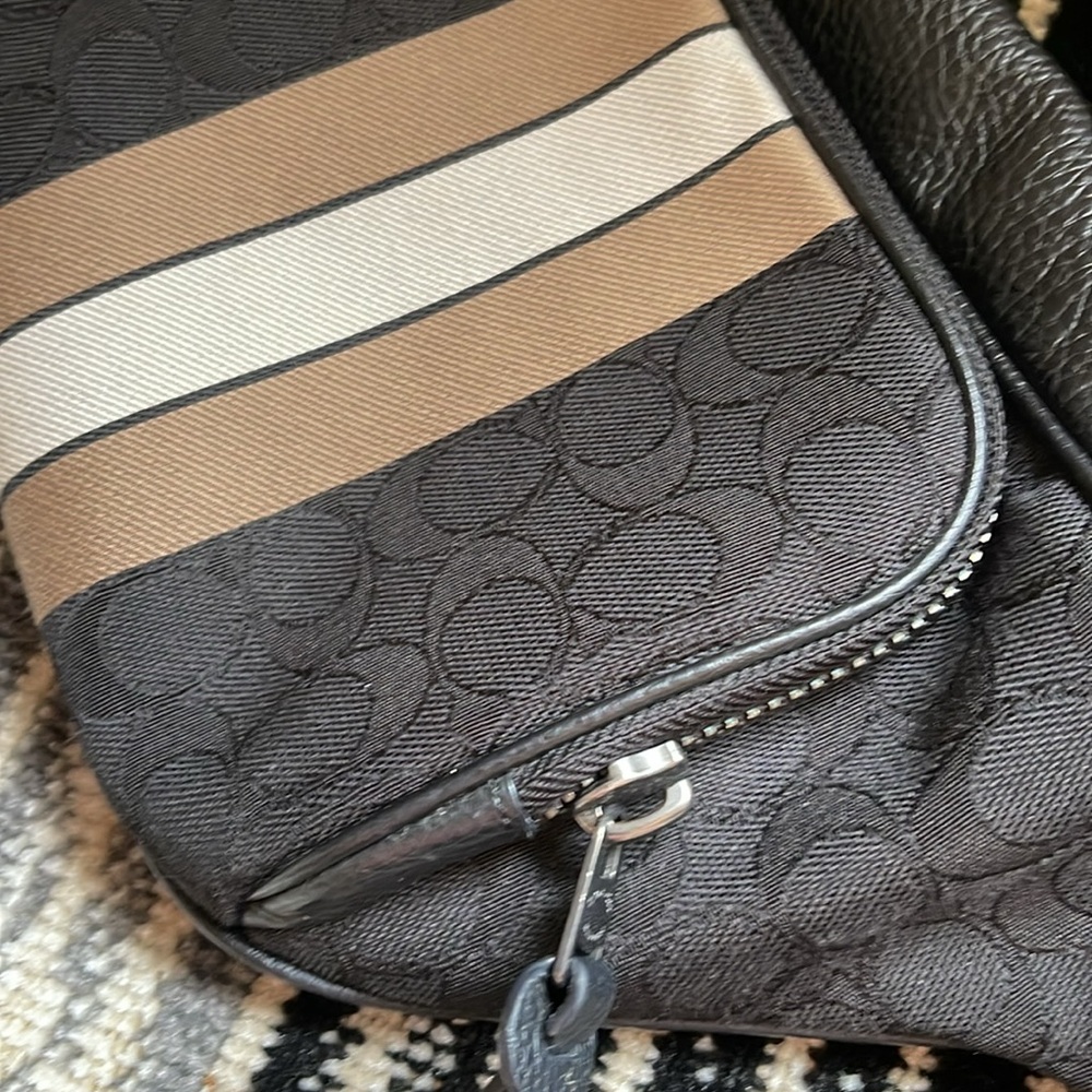 Coach Belt Bag Waist Signature Jacquard Varsity Stripe Thompson Black Elm Multi - Picture 9 of 9